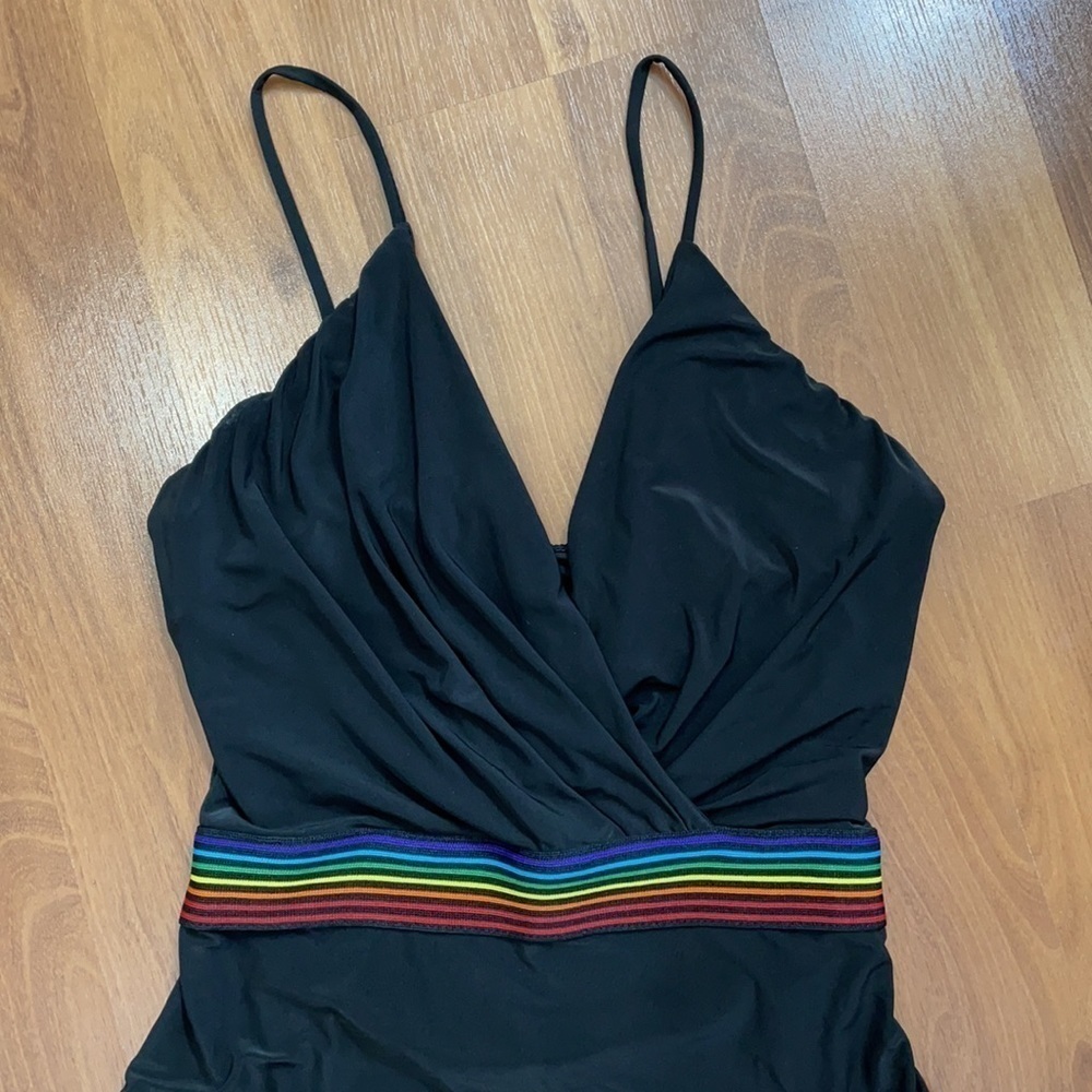 Forever21 Black Bodysuit with Rainbow Waistline - Picture 4 of 9